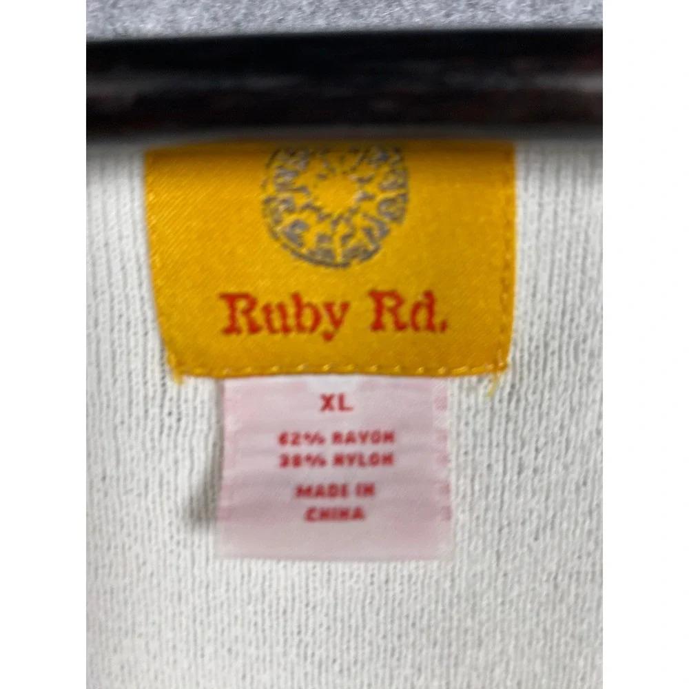 Ruby Rd Womens XL Ivory Floral Embroidered Beaded Knit Tank Top Sleeveless Shell - Picture 7 of 8